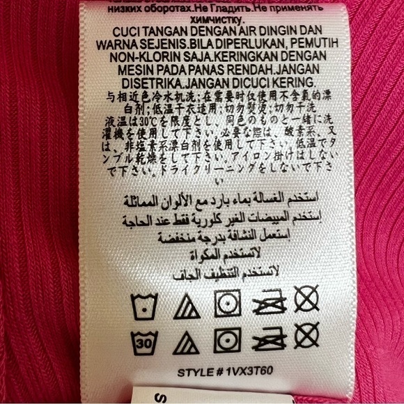 BCBGeneration Hot Pink Ribbed Cross Twist Front Crop T-Shirt Top - X Small, NWT - Picture 8 of 9